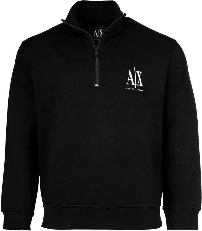 ARMANI EXCHANGE - Sweatshirt - Zwart/Wit - Halve Rits - Normale Pasvorm