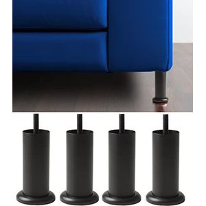 IPEA Voeten voor meubels en banken model Aquamarina met zwarte sokkel, set met 4 ijzeren poten – minimalistisch design voor stoelen en kasten – kleur chroom – hoogte 120 mm