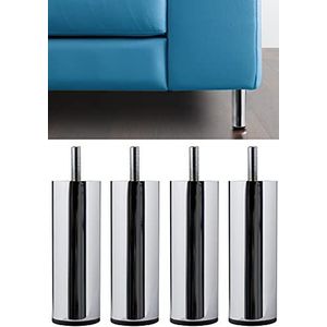 IPEA Poten voor meubels en banken model Aquamarina – set met 4 poten van metaal – poten in minimalistisch design voor stoelen, kasten, bedden – schroef 10 m – kleur verchroomd – hoogte 130 mm