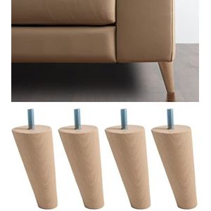 IPEA Poten voor meubels en banken 12 cm hoog van hout – Made in Italy – gekanteld met kegelvorm – schroef M10 – set met 4 poten voor kasten, fauteuils, bed – poten van beukenhout, lichte kleur