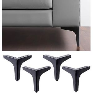 IPEA 4 meubelpoten voor meubels en banken, model Meta, kleur: matzwart, set met 4 ijzeren poten, zwart met elegant design voor stoel en kasten, hoogte 130 mm