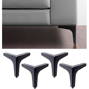 IPEA Set van 4 meubelpoten en banken model META mat zwart - set van 4 ijzeren poten - zwarte poten in elegant design voor fauteuils en kasten - hoogte 130 mm