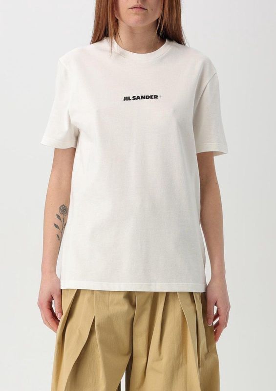 Jil Sander - T-shirt - Wit - Katoen - Ronde Hals - Korte Mouwen