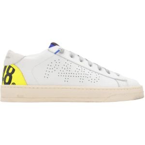 P448, Witte Leren Geperforeerde Logo Sneakers Wit, Heren, Maat:40 EU