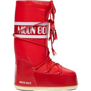 Moon Boot - Rood - Nylon - Dames Snowboots met Ronde Neus en Trekkoord
