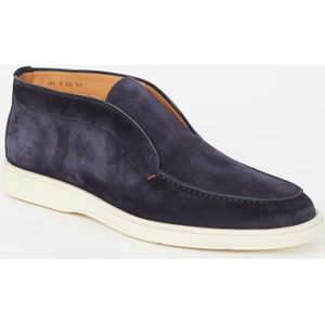 Santoni, Schoenen, Heren, Blauw, 42 EU, Suède, Stijlvolle Blauwe Suède Laarzen met Rubberen Zool