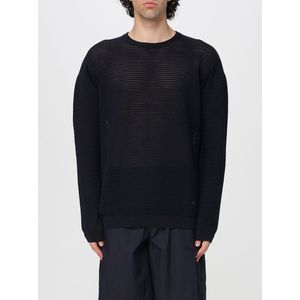Emporio Armani - Gebreide Trui - Navy Blauw - Katoen - Micro-Geperforeerd Patroon