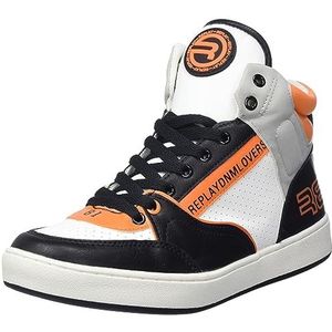 Replay Cobra Mid sneakers voor jongens, 1059 Zwart Wit Oranje, 33 EU