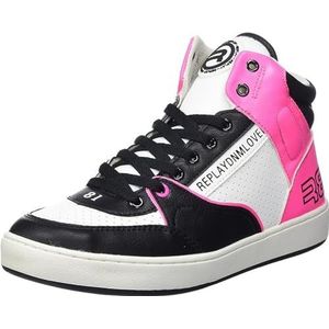 Replay Cobra Mid Girl Sneakers voor meisjes, 3207 Zwart Wit Fluo Fuxia, 29 EU