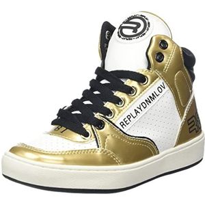 Replay Cobra Mid Girl sneakers voor meisjes, 3209 Goud Wit Zwart, 28 EU