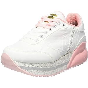 Replay New Penny Fluo Sneakers voor dames, 077 White PINK, 37 EU, 077, wit-roze., 37 EU