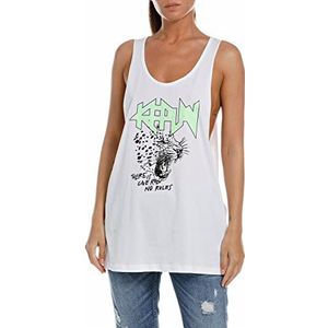 Replay Dames W3006 T-Shirt, 001 optisch wit, XS, 001 Optical White, XS