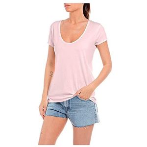 Replay Dames W3787 T-Shirt, 664 Light Rose, S, 664 lichtroze, S