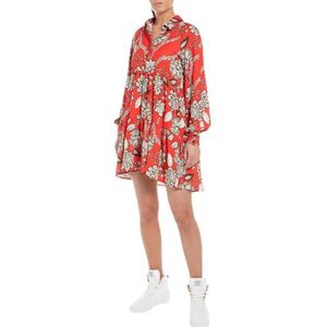 Replay Dames W9034 jurk, 010 rood/zand/zwart, M, 010 Rood/Zand/Zwart, M