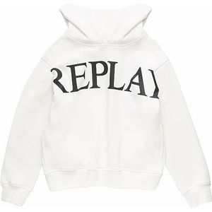 Replay Jongens hoodie katoen, wit (Natural White 011), 8 jaar, 011, natuurlijk wit., 8 Jaar