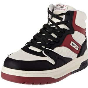 Replay Gemini Mid Sneakers voor heren, 3265black Tofu Bordo, 43 EU