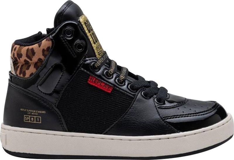 Replay - Cobra 1 - Hoge Sneakers - Zwart - Textiel en Lederlook