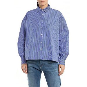 Replay Damesblouse, 010 blauw/wit, L