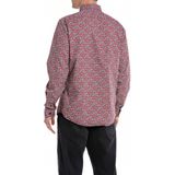 REPLAY - Bedrukt Recht Hemd - Rood - Katoen