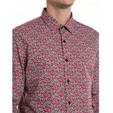 REPLAY - Bedrukt Recht Hemd - Rood - Katoen