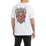 REPLAY - Recht T-shirt - Wit - Katoen - Korte Mouwen