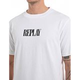 REPLAY - Recht T-shirt - Wit - Katoen - Korte Mouwen