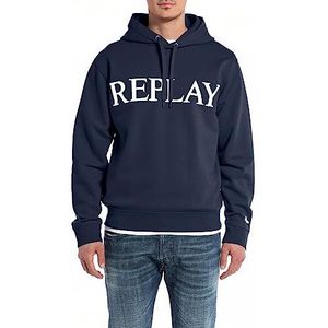 Replay Heren hoodie met capuchon, blauw (blauw... 085), XS, Blue... 085, XS