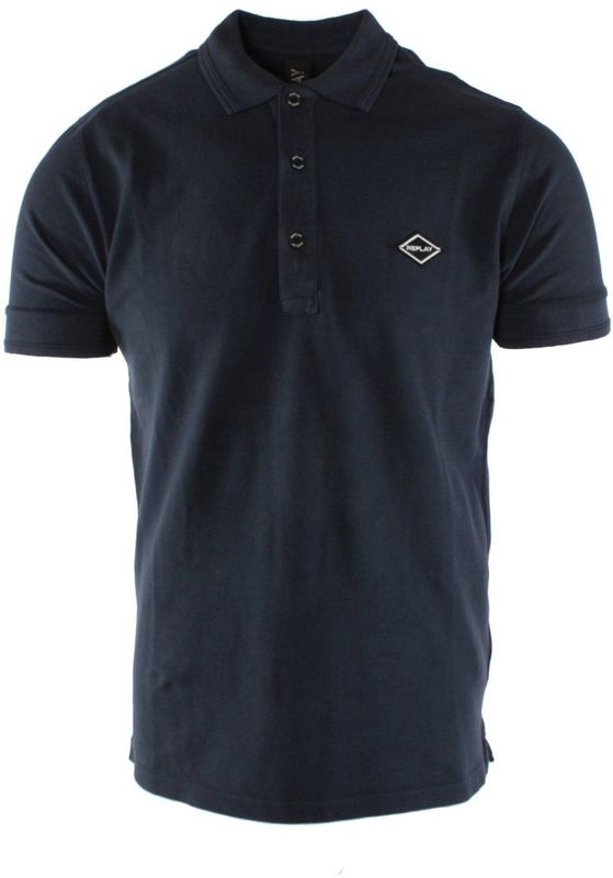 REPLAY - Rechte Polo - Marine - Katoen - Korte Mouwen