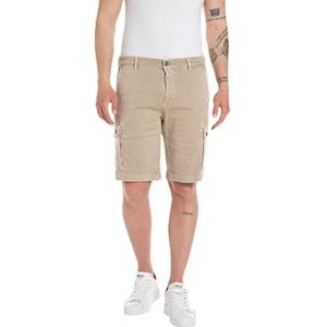 Replay Vannie Cargoshorts voor heren, van stretch denim, 225 Coffee Cream, 29W