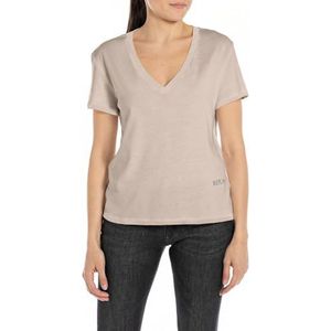 Replay Dames Oversize T-shirt met korte mouwen Pure Logo Collectie, 893 Light Beige, XS