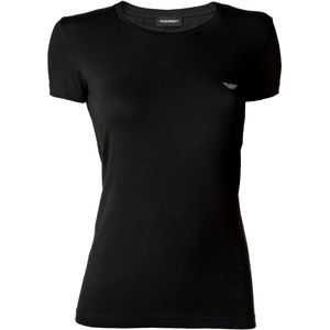 Emporio Armani Iconic Cotton T-shirt voor dames, zwart, XL, zwart.