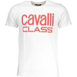 Cavalli Class - Dapper T-Shirt - Rood Logo - Wit - 100% Katoen