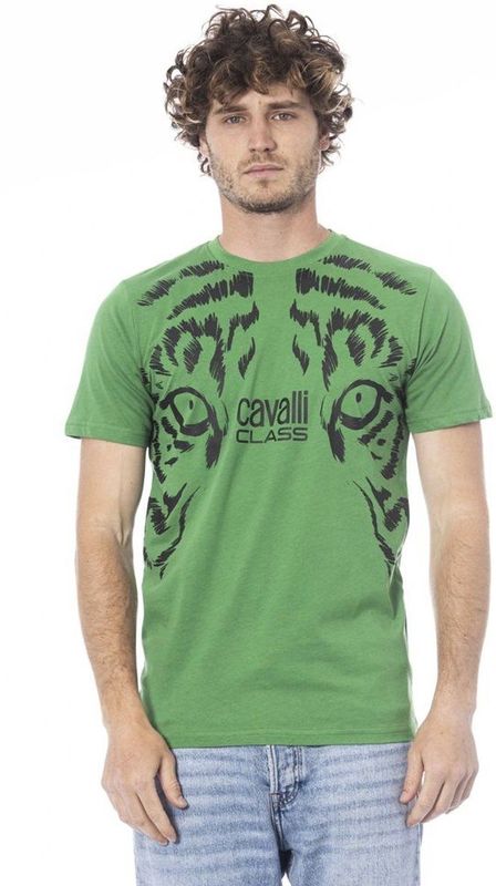 Cavalli Class - T-shirt - Groen - Katoen - Korte Mouwen