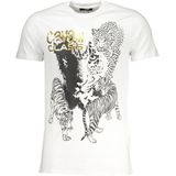 Cavalli Class - Witte Animal Print T-shirt - Heren - Katoen - Crew Neck
