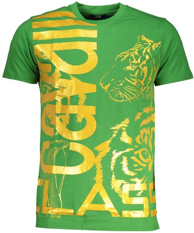 Cavalli Class - Katoenen T-shirt - Groen - Korte Mouwen - Ronde Hals