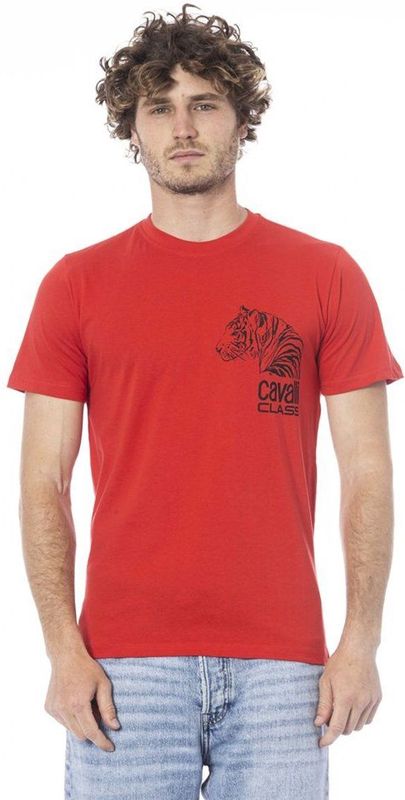 Cavalli Class - T-shirt - Rood - Katoen - Korte Mouwen - Ronde Hals