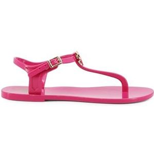 Love Moschino, Schoenen, Dames, Roze, 37 EU, Rubberen Flip Flops met Enkelband