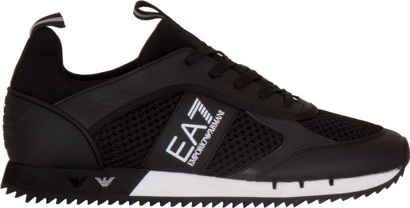 EA7 Black White Lace Up Sneakers Heren