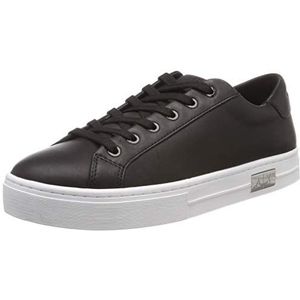 Armani Exchange Cow Leather Lace Up Sneakers voor dames, Black White A, 38 EU