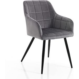 Wink Design Derby Grey Set van 2 gestoffeerde stoelen, grijs, matzwart, H83 x 55 x 60 cm