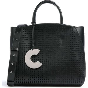 COCCINELLE HANDTAS CONCRETE PERFOREE ZWART LEDER