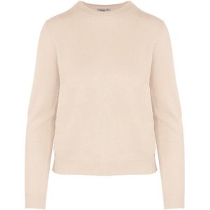 Malo Beige Dames Cashmere Trui Met Ronde Hals