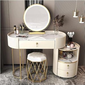 Vanity Bureau Led Spiegel Vanity Set Met Laden Kaptafel Met Gestoffeerde Make-up Kruk En Zijkast Thuis Dressoir