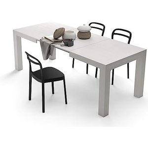 Mobili Fiver, Moderne Uitschuifbare Tafel, Iacopo, 140(220) x90 cm, Wit Essen, Made In Italy