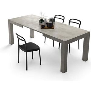 Mobili Fiver, Moderne Uitschuifbare Tafel, Iacopo, 140(220) x90 cm, Cementgrijs, Made In Italy