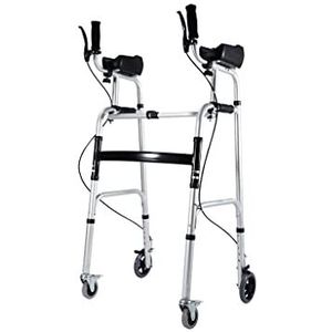 Lichtgewicht rolstoel mobiliteitshulpmiddelen rechtop 4-wiel rollator wandelaar met armsteun, verstelbaar in hoogte aluminium loopframe, opvouwbare wandelwagen voor maximaal 200 lbs comfort reisstoel rolstoel