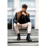 Frilivin - Heren Tussenjas - Lichtbruin en Zwart - Bomberjack - Polyester