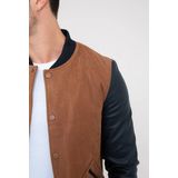 Frilivin - Heren Tussenjas - Lichtbruin en Zwart - Bomberjack - Polyester