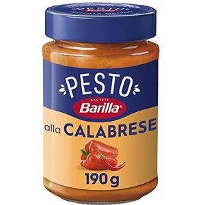 Barilla Pesto alla Calabrese 12x190g | Glutenvrije Italiaanse pastasaus met paprika, peperoni, ricotta, pecorino Romano en Grana Padano, noedelsaus, rode pesto
