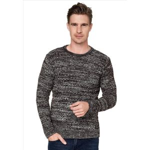 Rusty Neal - Heren Trui Bruin - Beige Bruin - Ronde Hals - Stijlvol